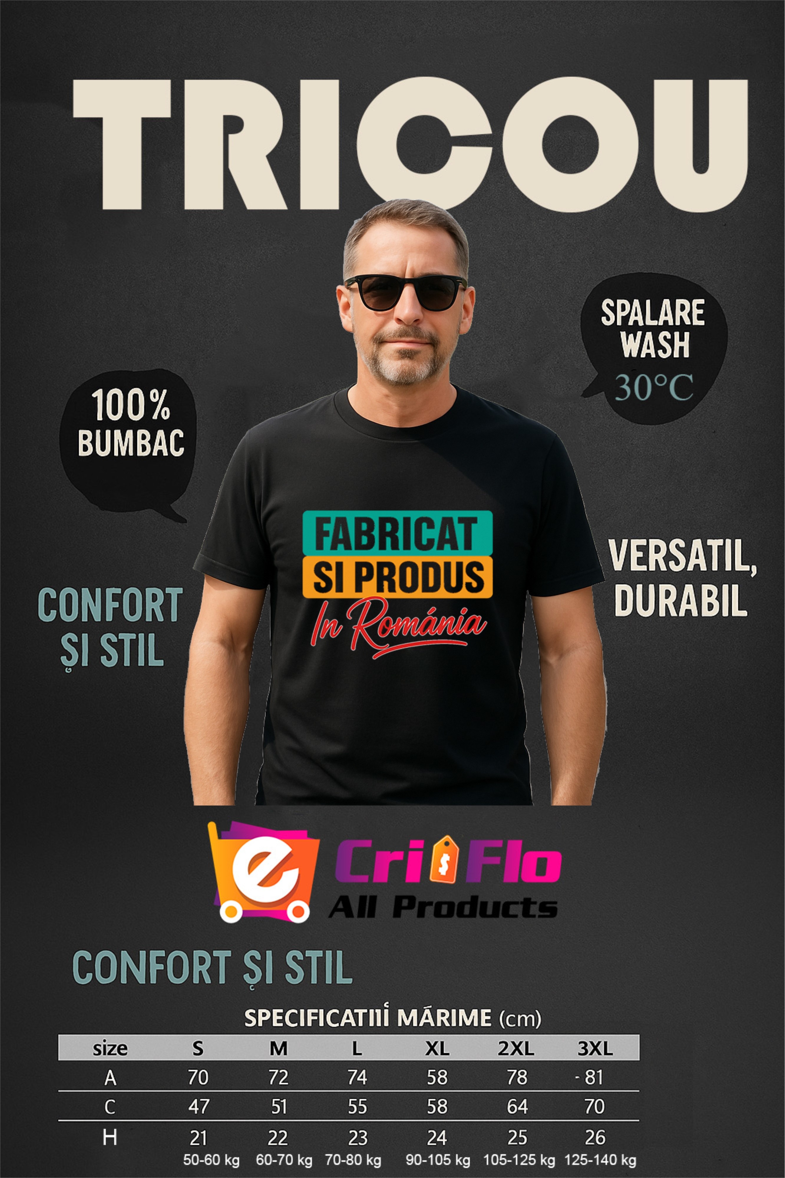 Prezentare tricou cadou barbat model fabricat si produs in romania xx ani